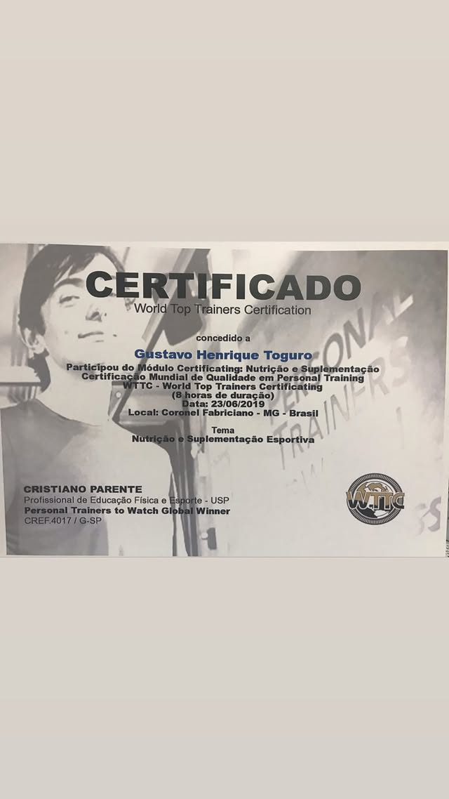 Certificado: WTTC — Nutrição e Suplementação Esportiva