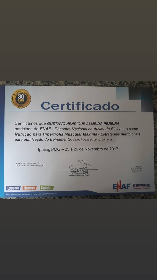 Certificado: Nutrição para Hipertrofia Máxima