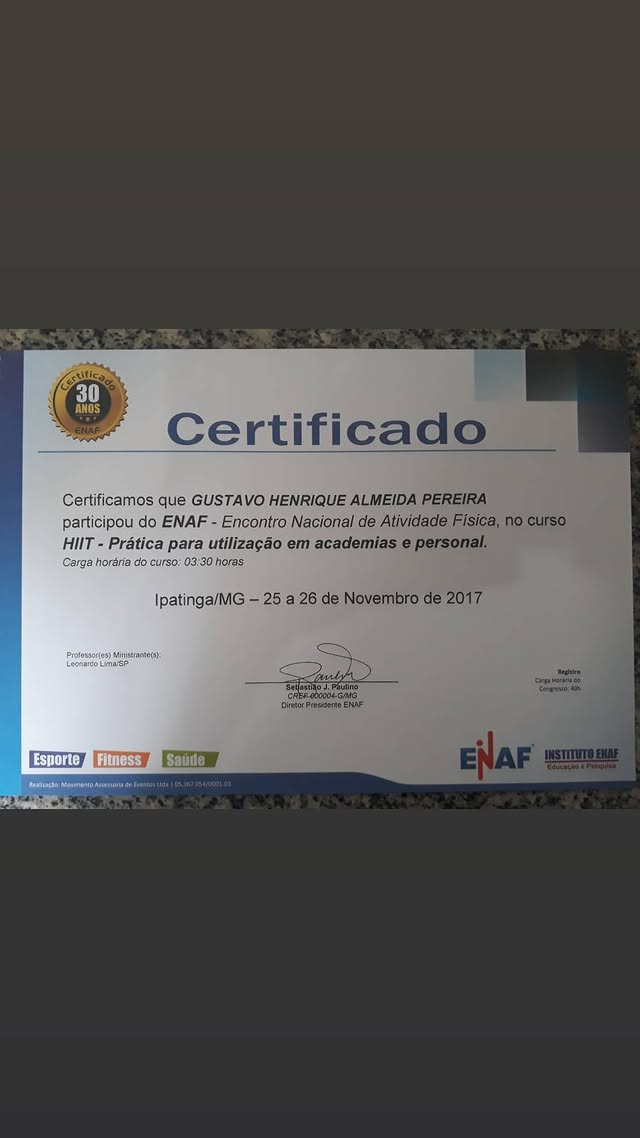 Certificado: HIIT — Academias e Personal