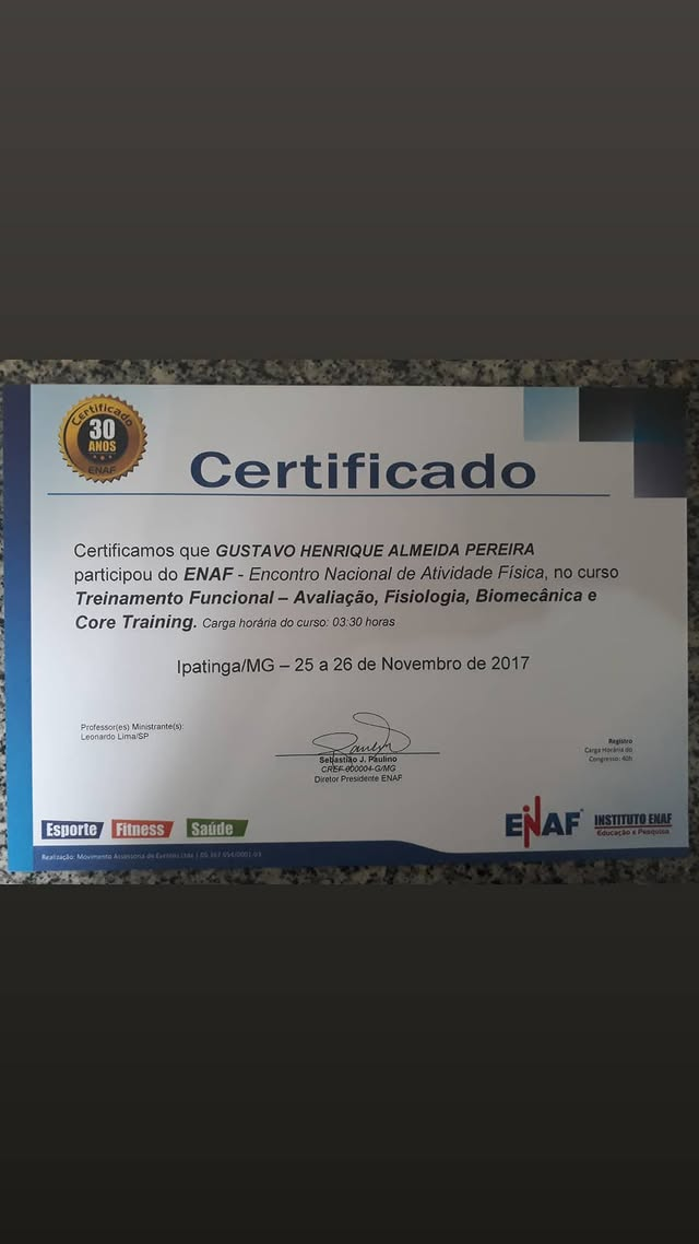 Certificado: Treinamento Funcional