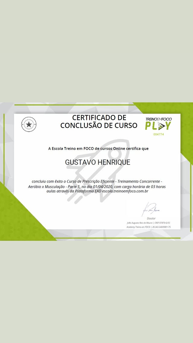Certificado: Prescrição Eficiente — Treinamento Concorrente